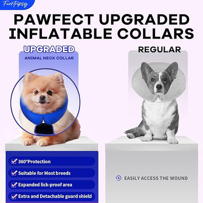 Inflatable Dog Cone Collar with Detachable Sturdy Shield,Soft&Lightweight-Ideal for Post-Surgery Recovery and Daily Wear,Suitable for Small Medium Large Dog Breeds(Blue,XL)