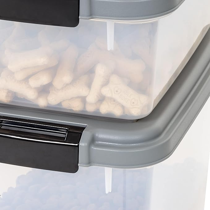 Amazon Basics 3-Piece Airtight Pet Food Storage Container Combo with Scoop, BPA Free, Removable Wheels, 33 QT + 12 QT