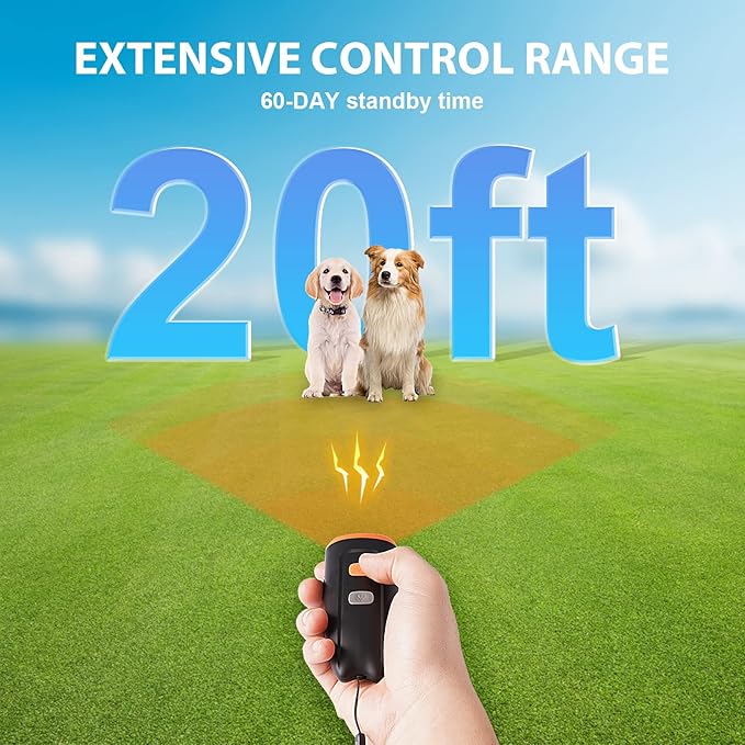 Ultrasonic Dog Barking Control Device, Anti Barking Device Dog Barking Silencer with LED Light, 3 Training Modes Bark Deterrent Devices 20ft Range Dog Training & Behavior Aids w/SOS