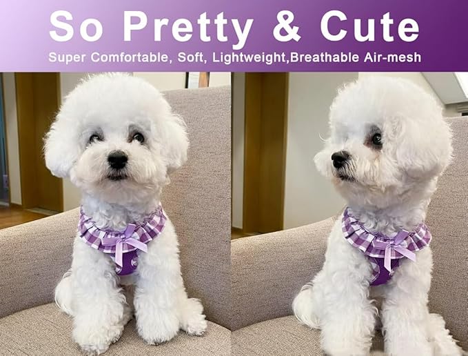 SuperBuddy Upgraded Soft Mesh Dog Harness, Super Breathable Lightweight Pet Harnesses for Puppy Dogs Outdoor Walking, Purple Dog Harness -Medium