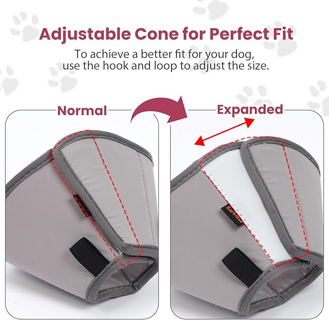 BARKLESS Dog Cone, Soft Cone for Puppies and Cats After Surgery to Stop Licking, Adjustable Elizabethan Collar for Neuter Surgery, Lightweight Recovery Collar
