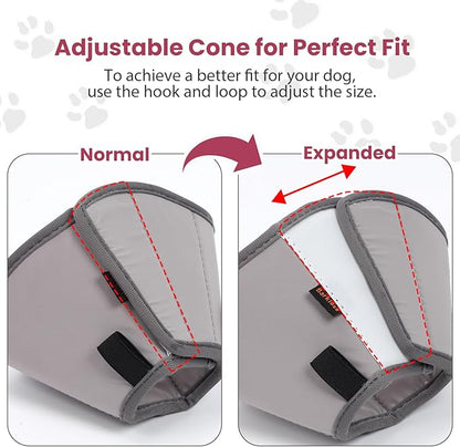 BARKLESS Dog Cone, Soft Cone for Puppies and Cats After Surgery to Stop Licking, Adjustable Elizabethan Collar for Neuter Surgery, Lightweight Recovery Collar