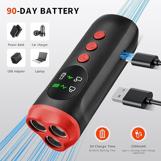 Anti Barking Device for Dogs, Ultrasonic Dog Bark Deterrent - 35ft Range, Rechargeable Bark Control Device with HD Display and LED Flashlight, Safe for Small, Medium & Large Dogs