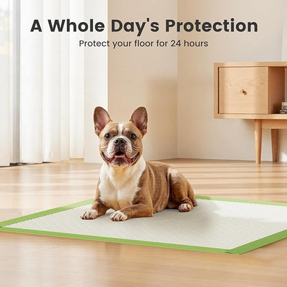 Gardner Pet Dog Pee Pads Rugular 21.7"x21.7", Thicker ECO Green Small Disposable Puppy Training Pads Super Absorbent Full Edge-Wrapping Pad for Dogs, Puppies, Doggies, Cats-(50 Count)