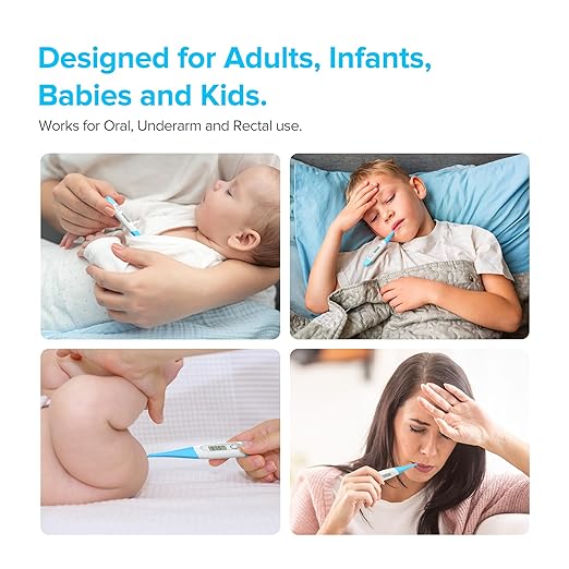 Thermometer for Adults and Kids with 8 Seconds Fast Accurate Reading, Acctrate & Safe-Baby Thermometer for Oral, Rectal or Under Arm Use, Large LCD Display with Fever Alarm
