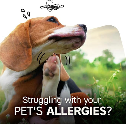 Daily Allergy + Immune Relief Dog Supplement Chews with Probiotics & Omega-3s for Itchy Skin and Ears, 50 Tasty Beef Liver Soft Chews for Dog Allergy Relief