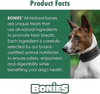 Bonies Natural Breath and Dental Formula Large-Sized Single Bone - All-Natural Ingredients, Fresh Breath, Cleans Teeth, Low Calories, Chicken Flavor, [Large Dog], 1 Bone
