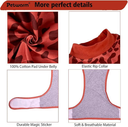 PetWarm Dog Recovery Suit, Surgical Suit for Dogs Female Spay Male Neutered, After Surgery Dog Onesie, Anti-Licking Dog Surgery Recovery Suit, Leopard Pattern, Red, XL