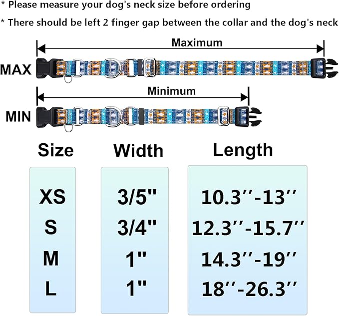 Reflective Martingale Collar with Buckle Shark Starfish Ethnic Stripe Adjustable Designer Dog Collars (Underwater World, Medium)