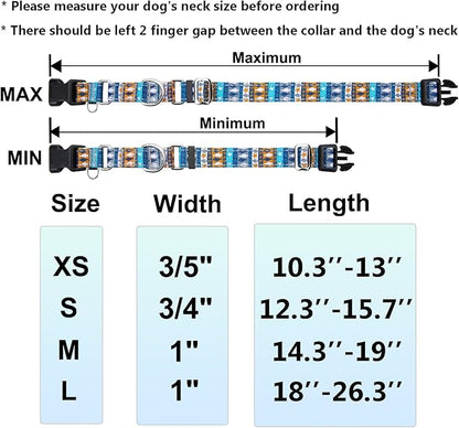 Reflective Martingale Collar with Buckle Shark Starfish Ethnic Stripe Adjustable Designer Dog Collars (Underwater World, XSmall)