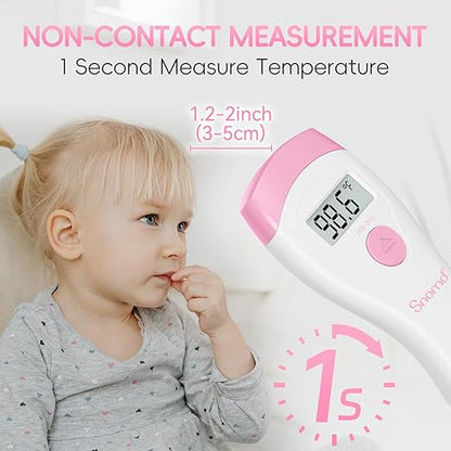 Non-Touch Forehead Thermometer, Digital 2-in-1 Infrared Thermometer for Adults, Kids, and Babies with Fever Alarm, Instant Reading, Medical-Grade Accuracy