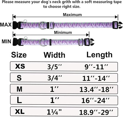 Martingale Collar for Dogs with Buckle Floral No Pull Adjustable Nylon Limited Slip Training Dog Collars (Purple Lavender, Large)