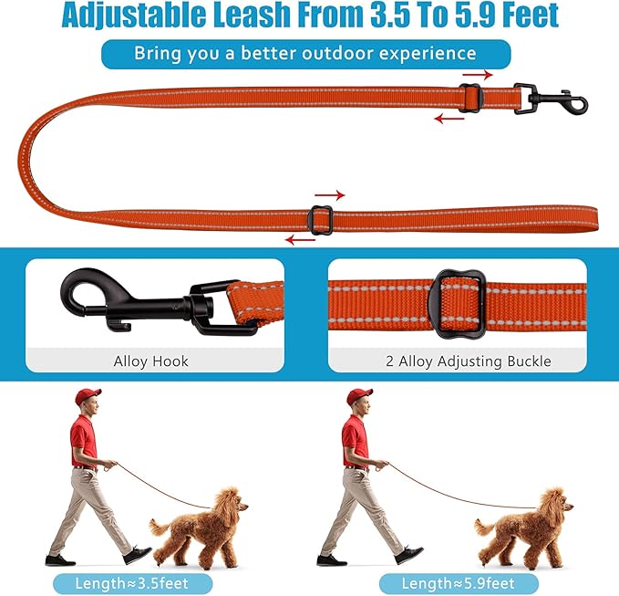 Martingale Dog Collar and Leash Set Martingale Collars for Dogs Reflective Martingale Collar for Small Medium Large Dogs(Orange&M)