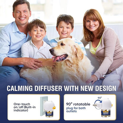 Dog Pheromones Calming Diffuser Kit Appeasing Pheromone Diffuser to Calm (3 Plug in+ 6 Pack 48ml Refill) for Anxiety Relieve Relief Reduce Aggression Fighting Barking Stress 180 Day Supply (Tasteless)