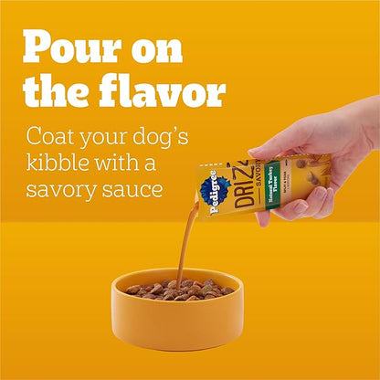 Pedigree Drizzlers for Dogs, Wet Dog Food Gravy Savory Sauce, Natural Turkey Flavor, 60g Dual-Serving Pouch (22 Count, 44 Servings Total)
