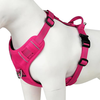 Plutus Pet No Pull Dog Harness, Reflective Adjustable Dog Vest Harness with Handle, Escape Proof, Soft Padded for Small Medium Large Dogs (Hot Pink, XL)