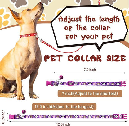 Amylove 48 Pcs Dog Collar and Leash Set, Polypropylene Adjustable Puppy Collars for Medium Dogs Small Pet Puppy Walking Training with Hook and Buckle(Vivid Color,Animal Pattern)