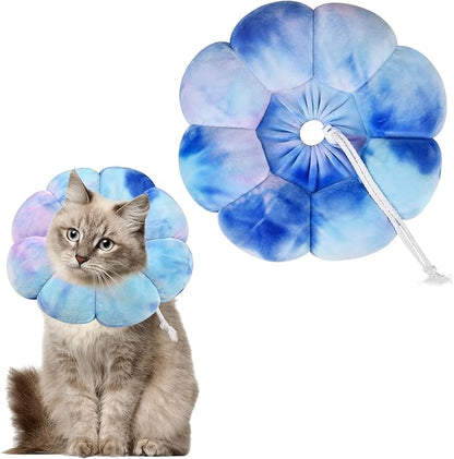 Adjustable Dog Cone Collar, Soft Dog Elizabethan Collar Recovery E Collar After Surgery, Recovery E-Collar for Kittens/Puppies and Cats Recovery (Purple Blue, M)
