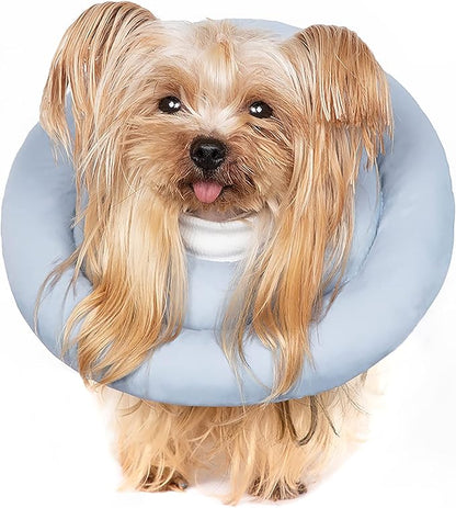 GAGABODY Dog Cones for Small Dogs & Cats, Comfortable Adjustable Soft Dog Cone Alternative After Surgery, Elizabethan Donut Collar, Blue, Cotton & Synthetic Fabric