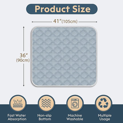 FunFurry Washable Pee Pads for Dogs - 2 Pack Reusable Pee Pads，Waterproof Puppy Pads，Pet Training Pads，Super Absorbent with Dog Paw Shape Non-Slip Backing (Light Grey, 36" X 41" - 2 Pack)