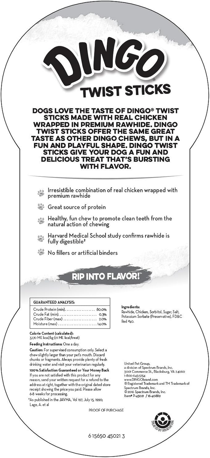 Dingo Chicken Twist Sticks Chews For Dogs, 240 Ct