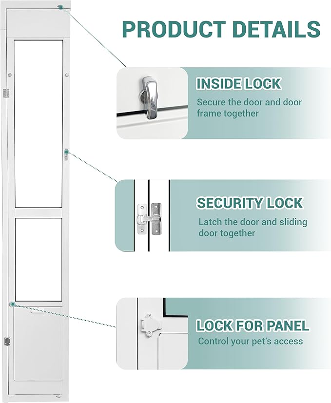 96 Inch Dog Door for Sliding Glass Door for Large Dogs - Left Open from Inside