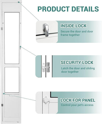 96 Inch Dog Door for Sliding Glass Door for Large Dogs - Left Open from Inside