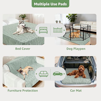 LOOBANI 2 Packs Extra Large Washable Pee Pads for Dogs, Non-Slip Reusable Dog Mat, Waterproof and Leakproof Whelping Pad for Potty Training, Playpen, Crate,Floor and Bed, 54x54in