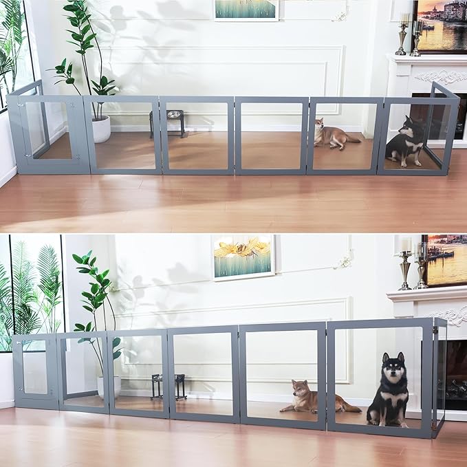 Heavy Duty Clear Acrylic Dog Playpen, 32" Height Transparent Pet Pen, Metal Frame Easy Assemble Kennel Enclosure, Ideal for Small to Medium Dogs, Cats, and Other Small Pets