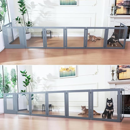 Heavy Duty Clear Acrylic Dog Playpen, 32" Height Transparent Pet Pen, Metal Frame Easy Assemble Kennel Enclosure, Ideal for Small to Medium Dogs, Cats, and Other Small Pets