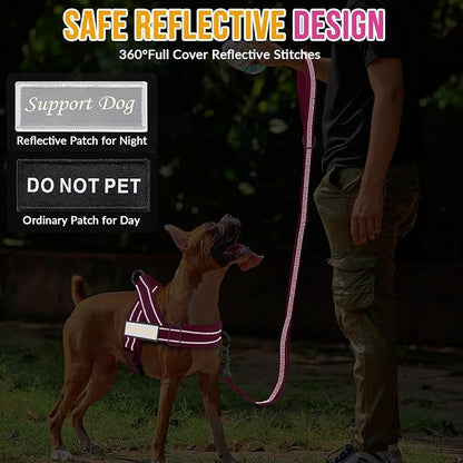 SlowTon No Pull Dog Harness - Heavy Duty Dog Harness and Leash Set for Medium Large Dogs, Reflective Tactical Harness with Soft Padded and Front Clip for Easy Walk and Training (FU, S)