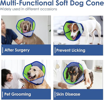 AOFITEE Dog Cone - Cones for Dog to Stop Licking, Dogs Soft Cone After Surgery, Adjustable Dogs Cones Collar Elizabethan Pet E-Collar for Medium Pets, Pet Recovery Collar, Bluegreen Medium