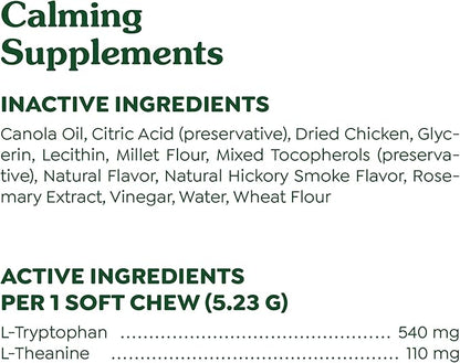 Greenies Supplements Calming Chews for Dogs Chicken Flavor, Dog Calming Chews, 14.7 oz. Container of 80 Count