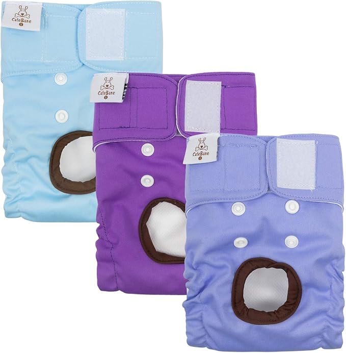 CuteBone Dog Diapers Female Washable Small Medium Large 3 Pack Reusable Doggie Diapers Puppy Period Pants for Doggy Heat Cycle Peeing