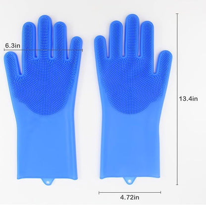 Pet Grooming Gloves, Dog Washing Gloves with High-Density Teeth, Heat Resistant Silicone Cat Hair Remover with Enhanced Five Finger Design, Bathing and Massaging for Dogs and Cats