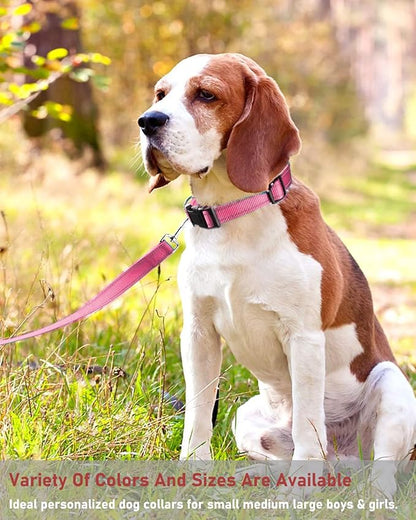 Reflective Dog Collar with Buckle Adjustable Safety Nylon Collars for Small Medium Large Dogs, Light Pink M