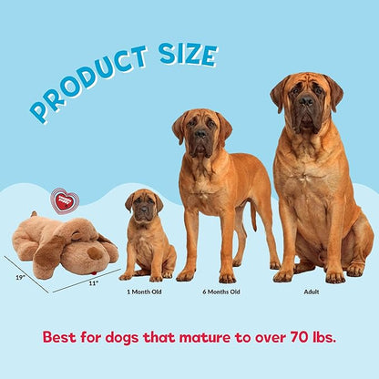 Snuggle Puppy Heartbeat Puppy Toy for Large Breeds, Plush Dog Toy with Real-Feel Pulse and Heat Pack for Crate Time, First Nights, and Rest - Biscuit