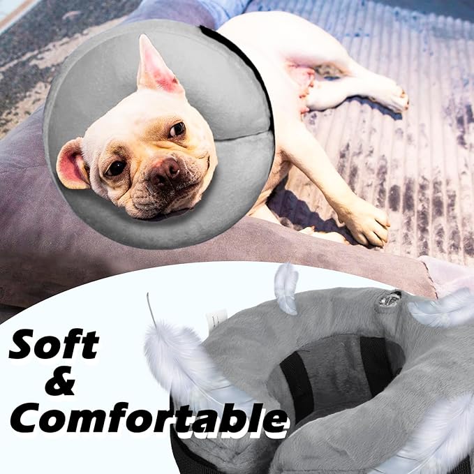 Dog Cone Collar for Small Medium Large Dogs After Surgery, Inflatable Doggie Neck Donut Collar Recovery ECollar, Soft Adjustable Dog Cones Alternative, Protective Pet Cones for Dogs