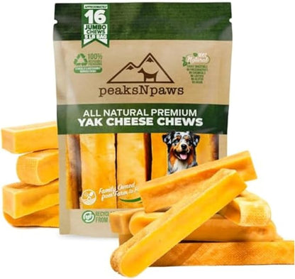 peaksNpaws Premium Yak Cheese Dog Treats - Natural Yak Chews from Himalayan Mountains - Grain Free, Lactose Free - Easily Digestible, 100% Eco-Friendly Packaging (5 Lb. Bag)