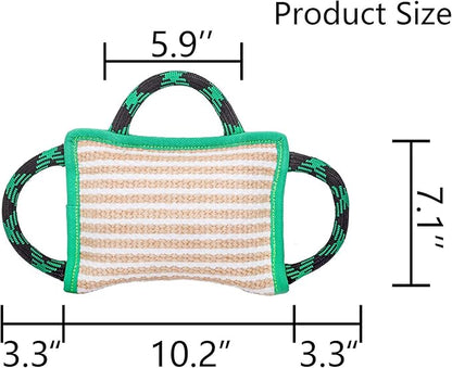 ToLanbbt Dog Toy, Tug of War Jute Bite Pillow (11' x 7.8'), Training Equipment for Medium to Large Dogs, Green
