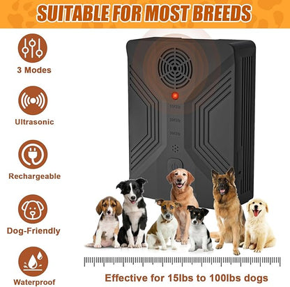 Dog Bark Deterrent Devices, Anti Barking Device for Dogs Long Range 50FT, 3 Modes Stop Dog Barking Devices, Rechargeable Bark Box, Ultrasonic Barking Deterrent Devices for Dog Training (Black)