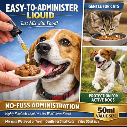 De-wormer for Cats and Dogs, Broad Spectrum Pet Wormer with Pyrantel Pamoate and Praziquantel Targets Tapeworm, Roundworm, and Hookworm, Easy Formula