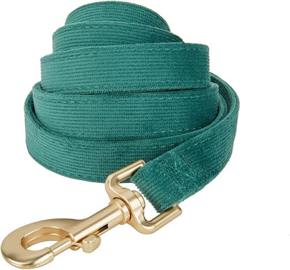 Soft Cotton Dog Leash, 5 Ft Heavy Duty Corduroy Dog Leashes with Gold Metal Hook for Small Medium Large Dogs,Medium,Dark Green