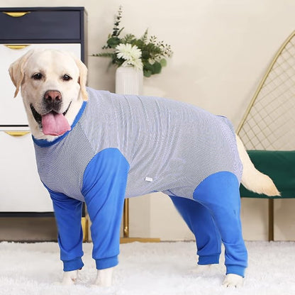 Yeapeeto Dog Onesie Surgery Recovery Suit for Large Medium Bodysuit Dogs Pajamas PJS Full Body for Shedding, Prevent Licking, Wound Protection, Cone Alternative (X-Large, Blue)