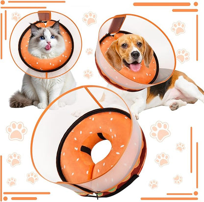 Inflatable Dog Cone Collar with Detachable Enhanced Anti-Licking Shield, Soft Neck Donut Collar for Dogs After Surgery, Adjustable Dog Cone Alternative for Large Medium Small Dogs & Cats
