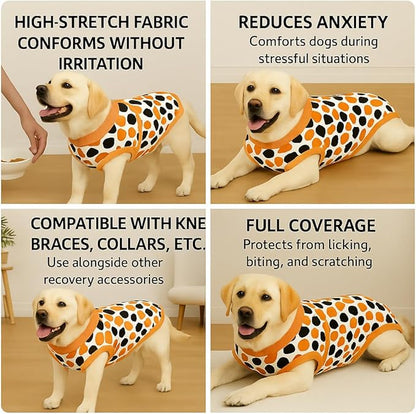 PetWarm Dog Cone Alternative, Recovery Suit for Female Male Dogs, Dog Onesie After Surgey Spay Neuter Professional Pet Abdominal Wounds Bandages, Leopard Pattern, Orange, 2XL
