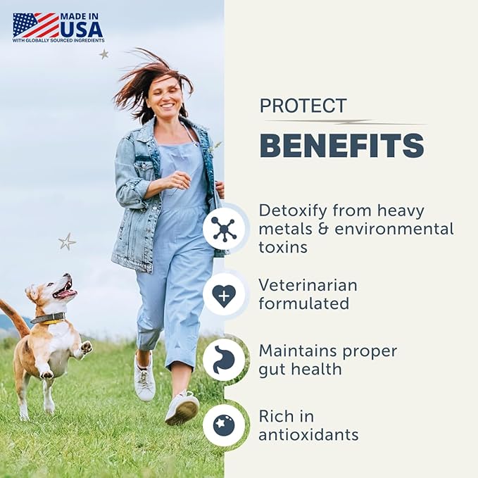 Protect - Probiotics for Dogs - Veterinarian Formulated - with Natural Prebiotics and Antioxidants - Detoxification & Gut Health - 60 Day Large Dog Supply