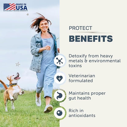 Protect - Probiotics for Dogs - Veterinarian Formulated - with Natural Prebiotics and Antioxidants - Detoxification & Gut Health - 60 Day Large Dog Supply