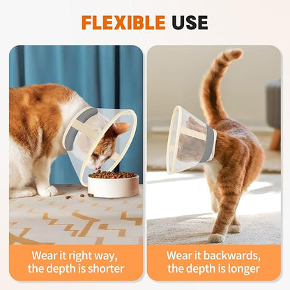 Cat Cone Collar Soft- Adjustable Comfortable Air Mesh Recovery Cone After Surgery to Stop Licking and Scratch, Alternative to Plastic Elizabethan Collar for Cat, Whiskers Freedom (Grey, XS)