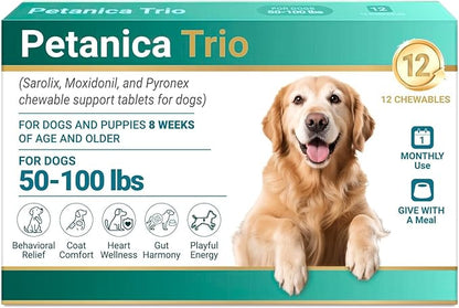 Triple Wormer Dog Tablets-Dewormax for Large Dogs Supports Removal of Tapeworms Roundworms & Hookworms 48 mg/tab for Dogs 51-100lbs, 12 Tablets Supply